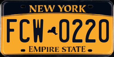 NY license plate FCW0220