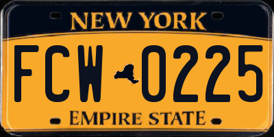 NY license plate FCW0225
