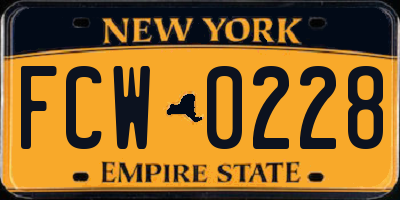 NY license plate FCW0228