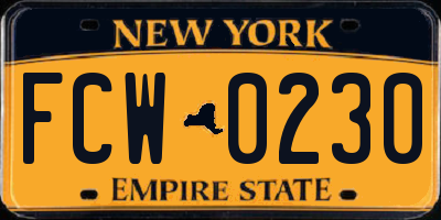 NY license plate FCW0230