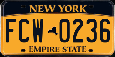 NY license plate FCW0236