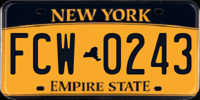 NY license plate FCW0243