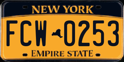 NY license plate FCW0253