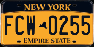 NY license plate FCW0255