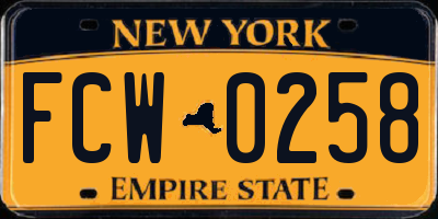 NY license plate FCW0258