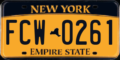 NY license plate FCW0261
