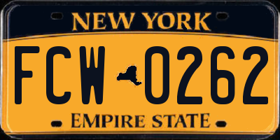 NY license plate FCW0262
