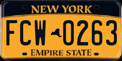 NY license plate FCW0263
