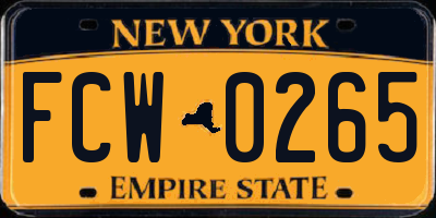 NY license plate FCW0265