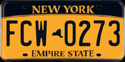 NY license plate FCW0273