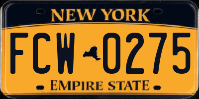 NY license plate FCW0275