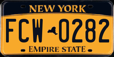 NY license plate FCW0282