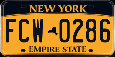 NY license plate FCW0286