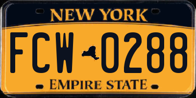 NY license plate FCW0288