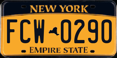 NY license plate FCW0290