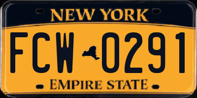 NY license plate FCW0291
