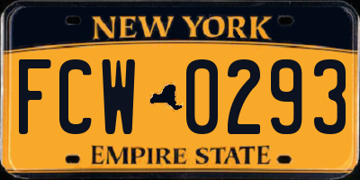 NY license plate FCW0293