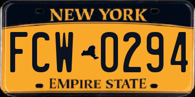 NY license plate FCW0294
