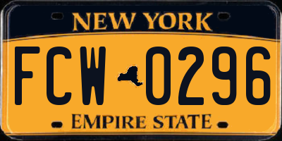 NY license plate FCW0296