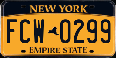 NY license plate FCW0299