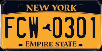 NY license plate FCW0301