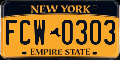 NY license plate FCW0303