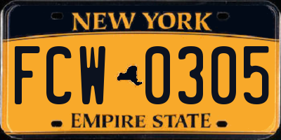 NY license plate FCW0305