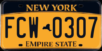 NY license plate FCW0307