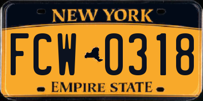 NY license plate FCW0318