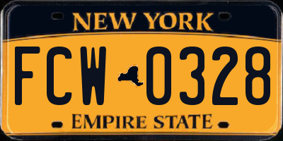 NY license plate FCW0328