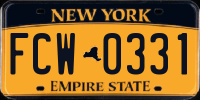 NY license plate FCW0331