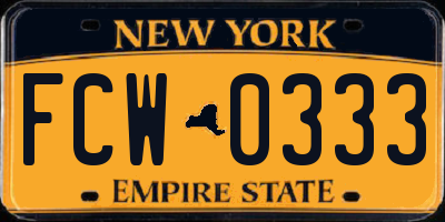 NY license plate FCW0333