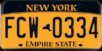 NY license plate FCW0334