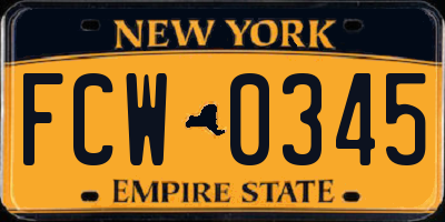 NY license plate FCW0345