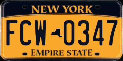 NY license plate FCW0347