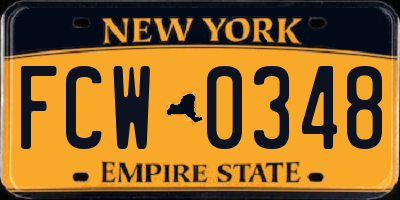 NY license plate FCW0348
