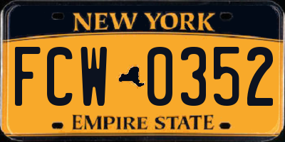 NY license plate FCW0352