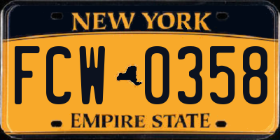 NY license plate FCW0358