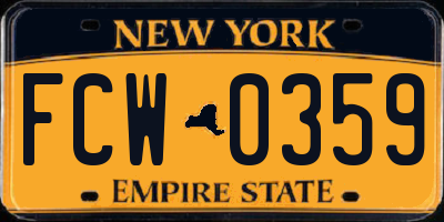 NY license plate FCW0359