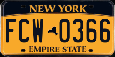 NY license plate FCW0366