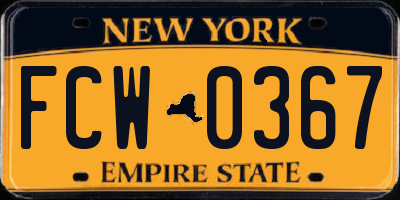 NY license plate FCW0367