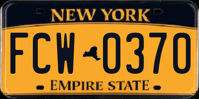 NY license plate FCW0370