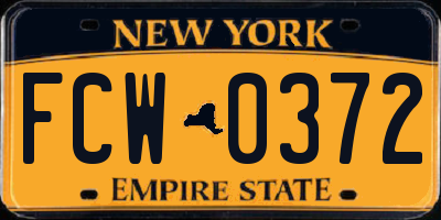 NY license plate FCW0372