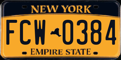NY license plate FCW0384