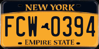 NY license plate FCW0394