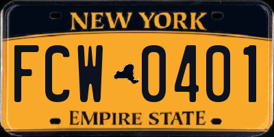 NY license plate FCW0401