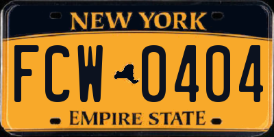 NY license plate FCW0404