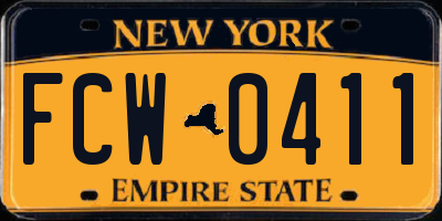 NY license plate FCW0411