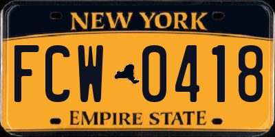 NY license plate FCW0418