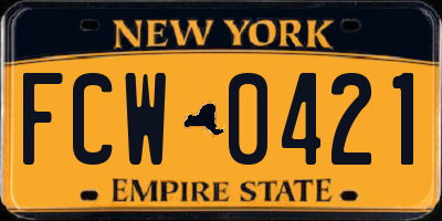 NY license plate FCW0421